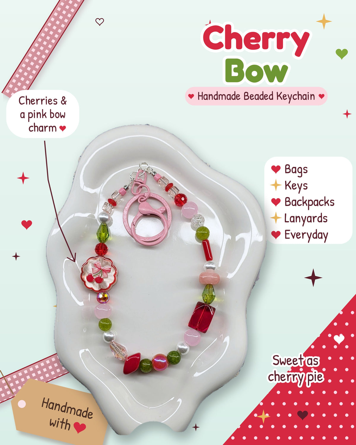 Cherry Bow Keychain